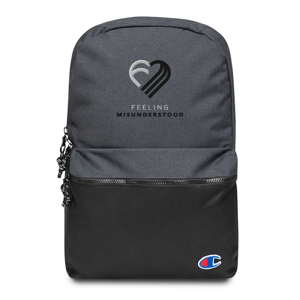 Embroidered Black & White Heart Champion Backpack