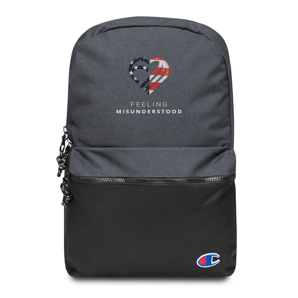 Embroidered USA Flag Heart Champion Backpack