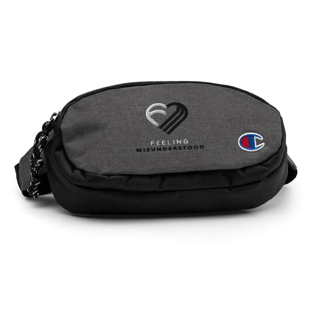 Embroidered Black & White Heart Champion Fanny Pack