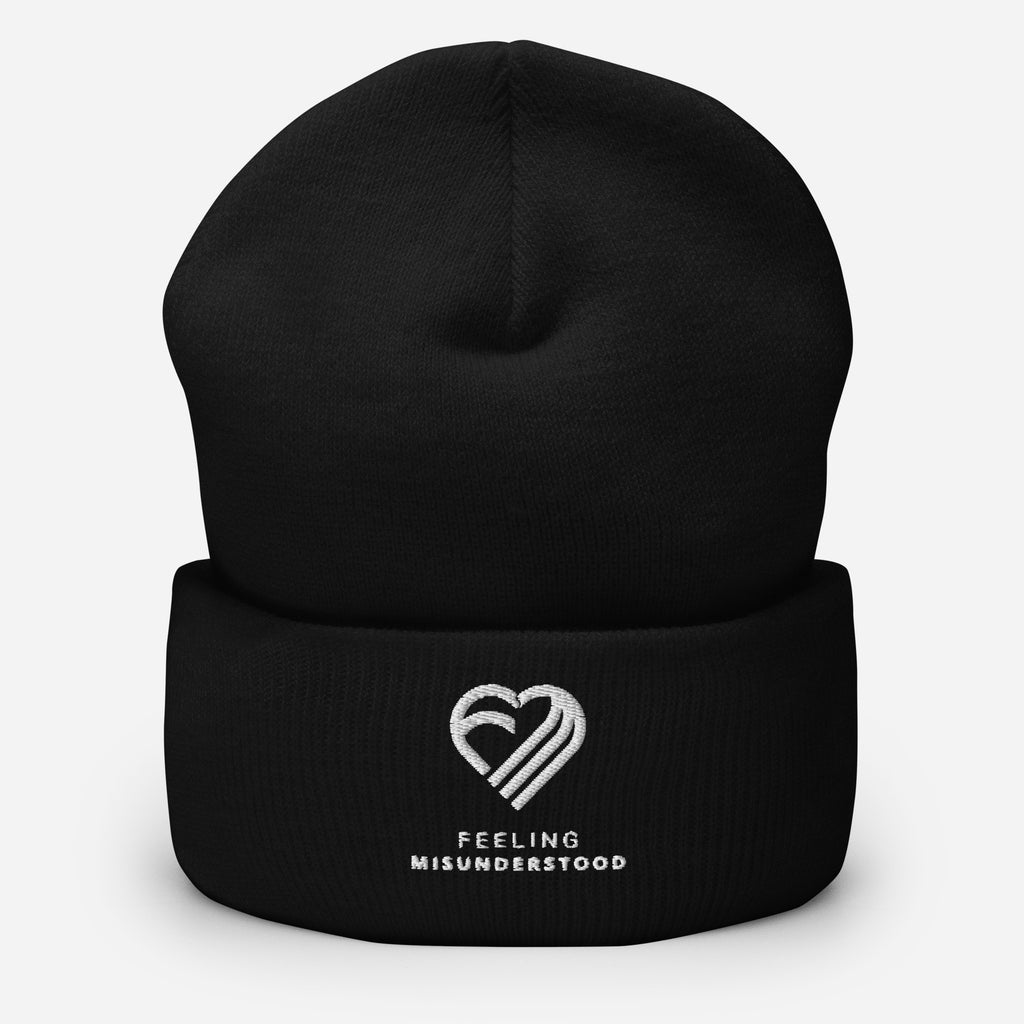 Embroidered White Heart Beanie