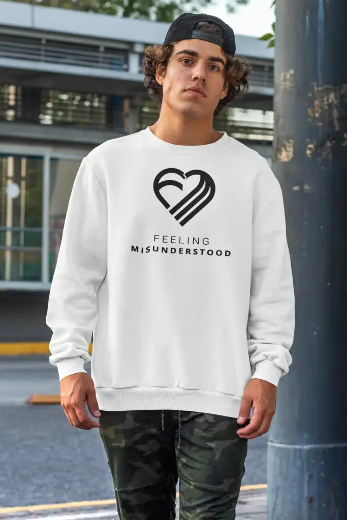 Mens Black Heart Sweatshirt White / S