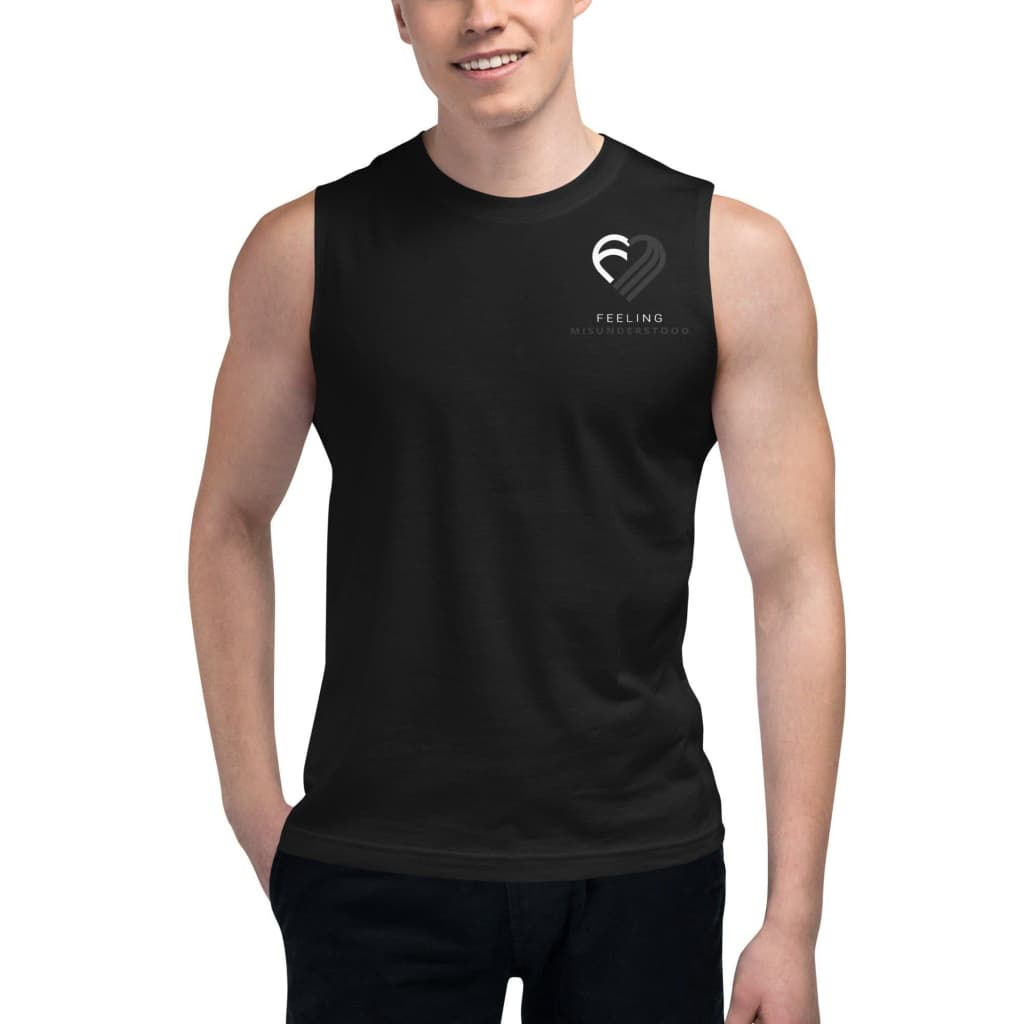 Men's Pocket Black & White Heart Muscle Shirt
