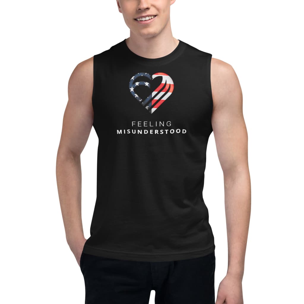 Men's USA Flag Heart Muscle Shirt