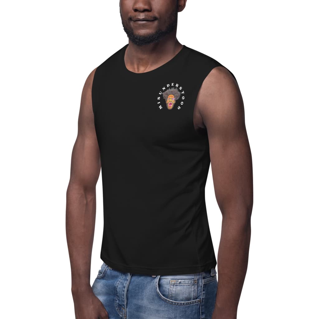 Mens Pocket Angry Man Muscle Shirt Black / S