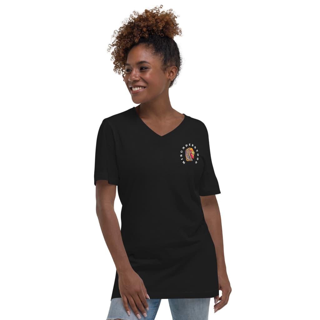 Women's Lady with Glasses V-Neck T-Shirt