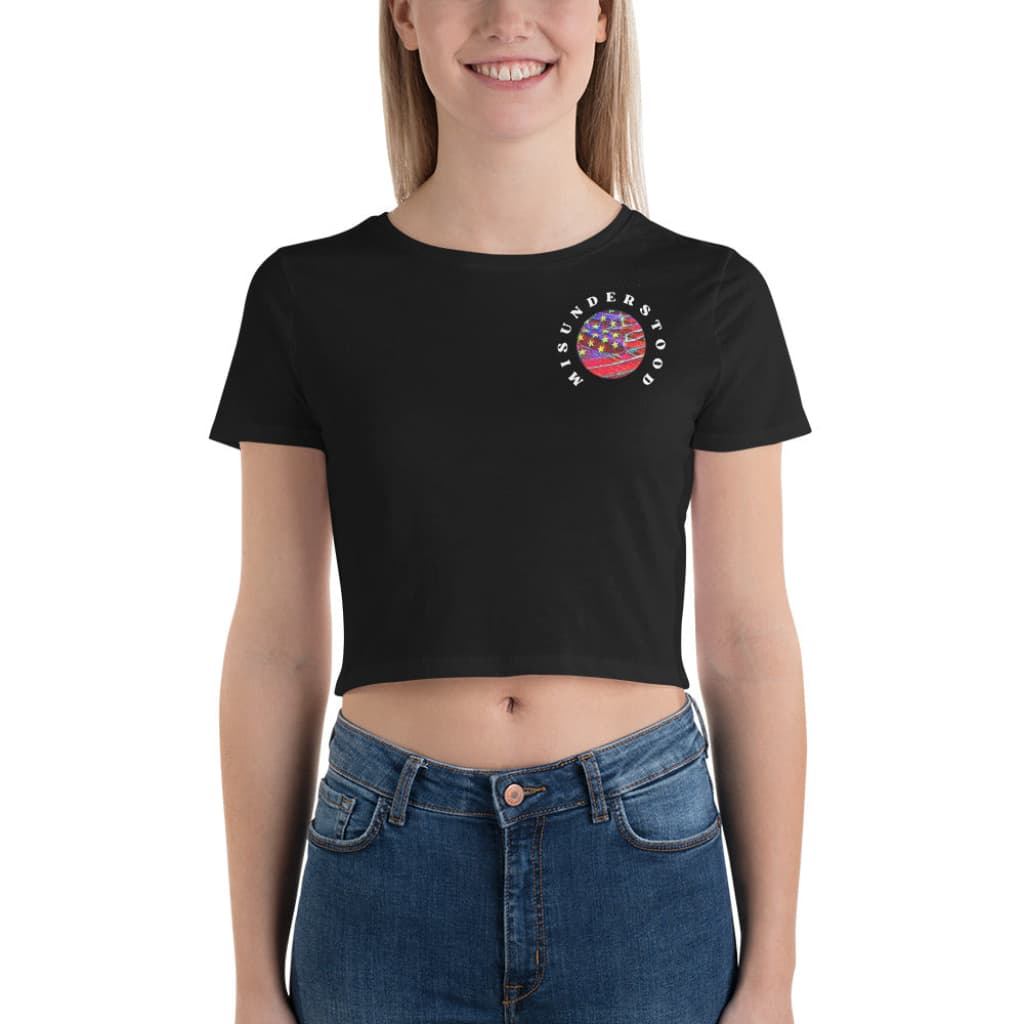 Women’s Pocket USA Flag Crop Tee