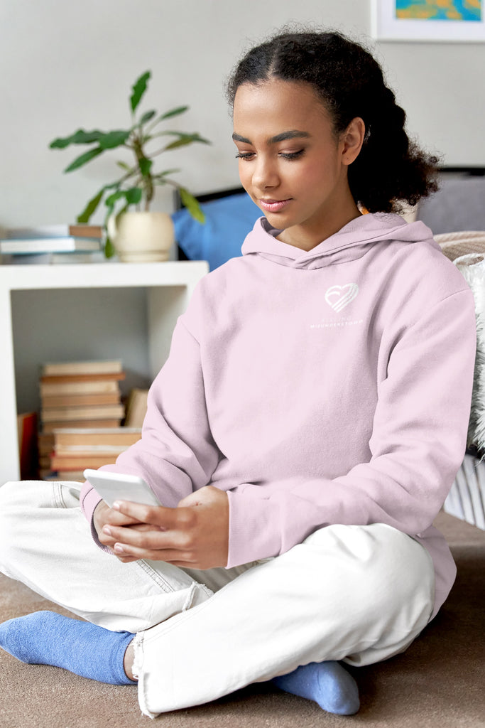 Women's Pocket White Heart Hoodie