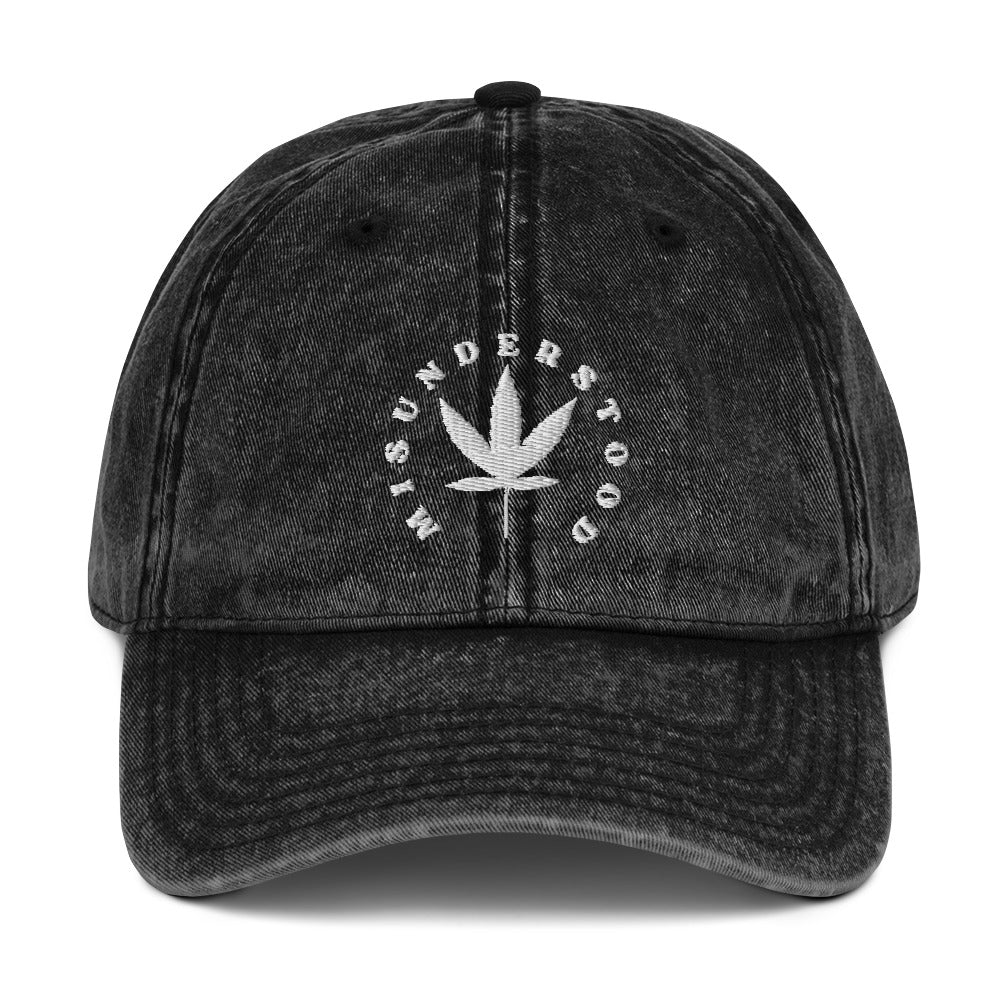Embroidered Cannabis Vintage Cotton Twill Cap