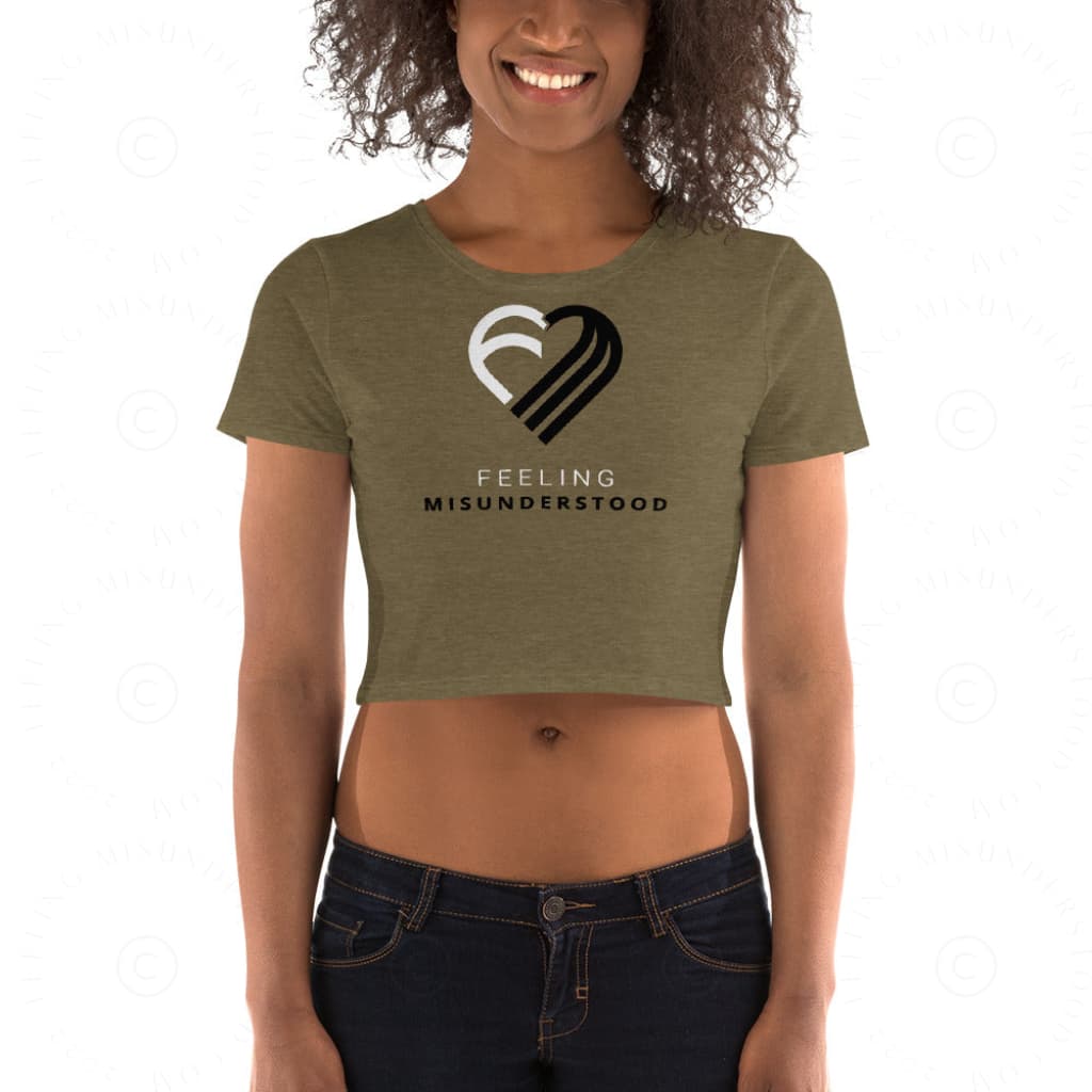 Women’s Black & White Heart Crop Tee