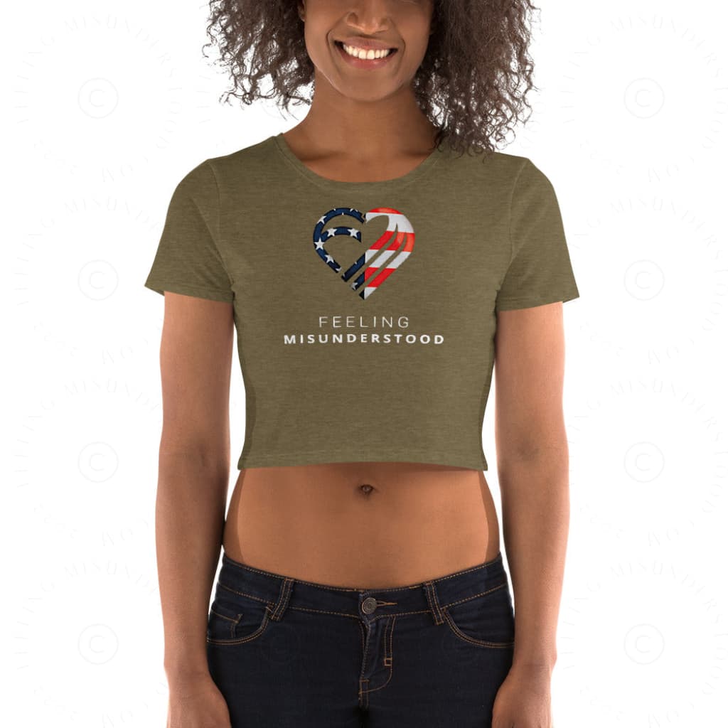 Women’s USA Flag Heart Crop Tee